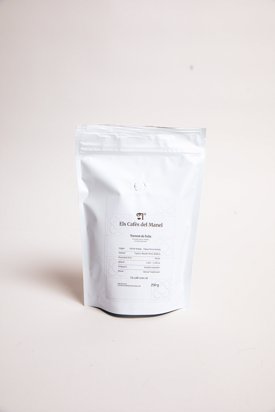 Bossa de cafè d’especialitat Torrent de l’Olla amb origen Papua Nova Guinea dels Cafès del Manel