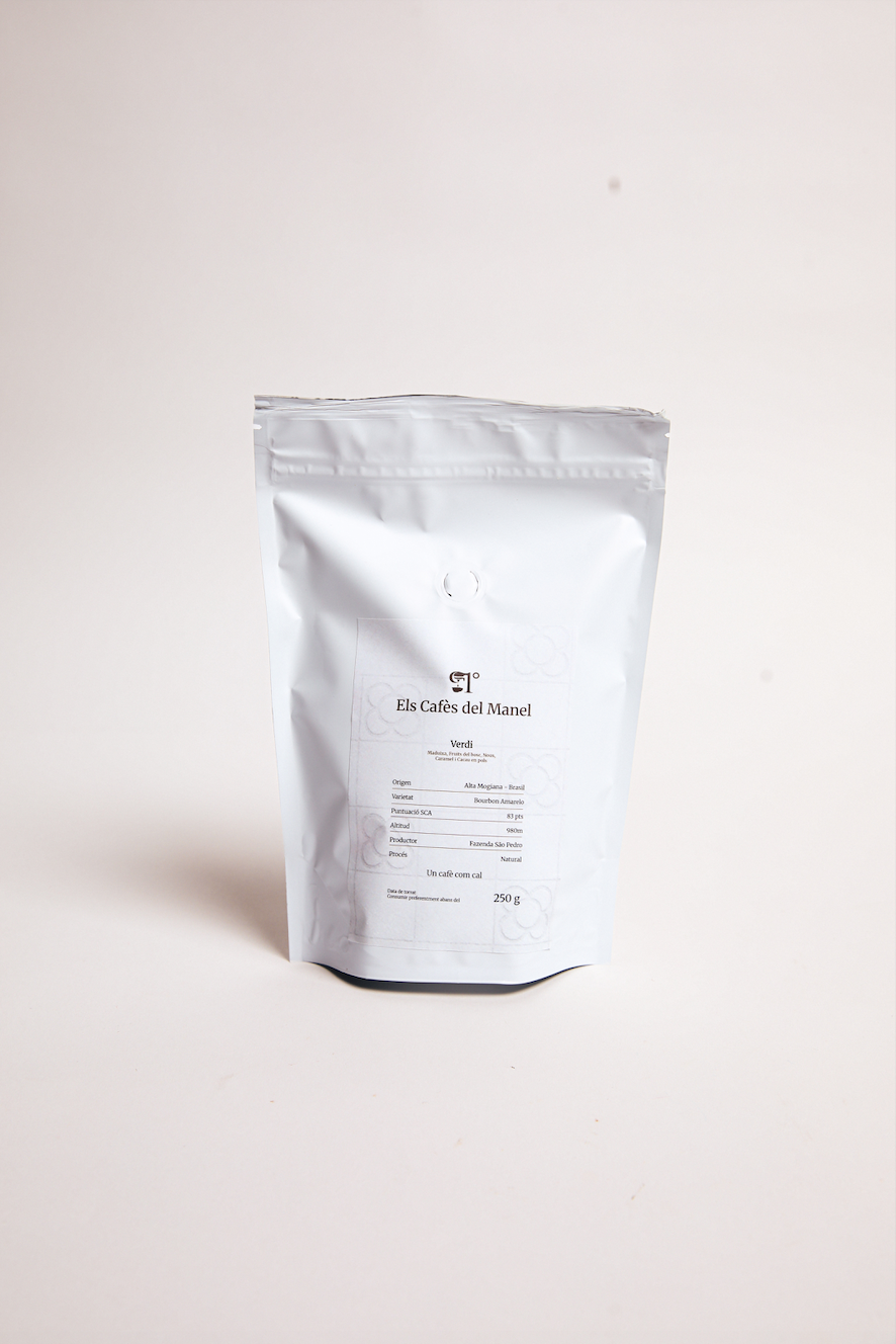 Bossa de cafè d’especialitat Verdi amb origen Brasil dels Cafès del Manel